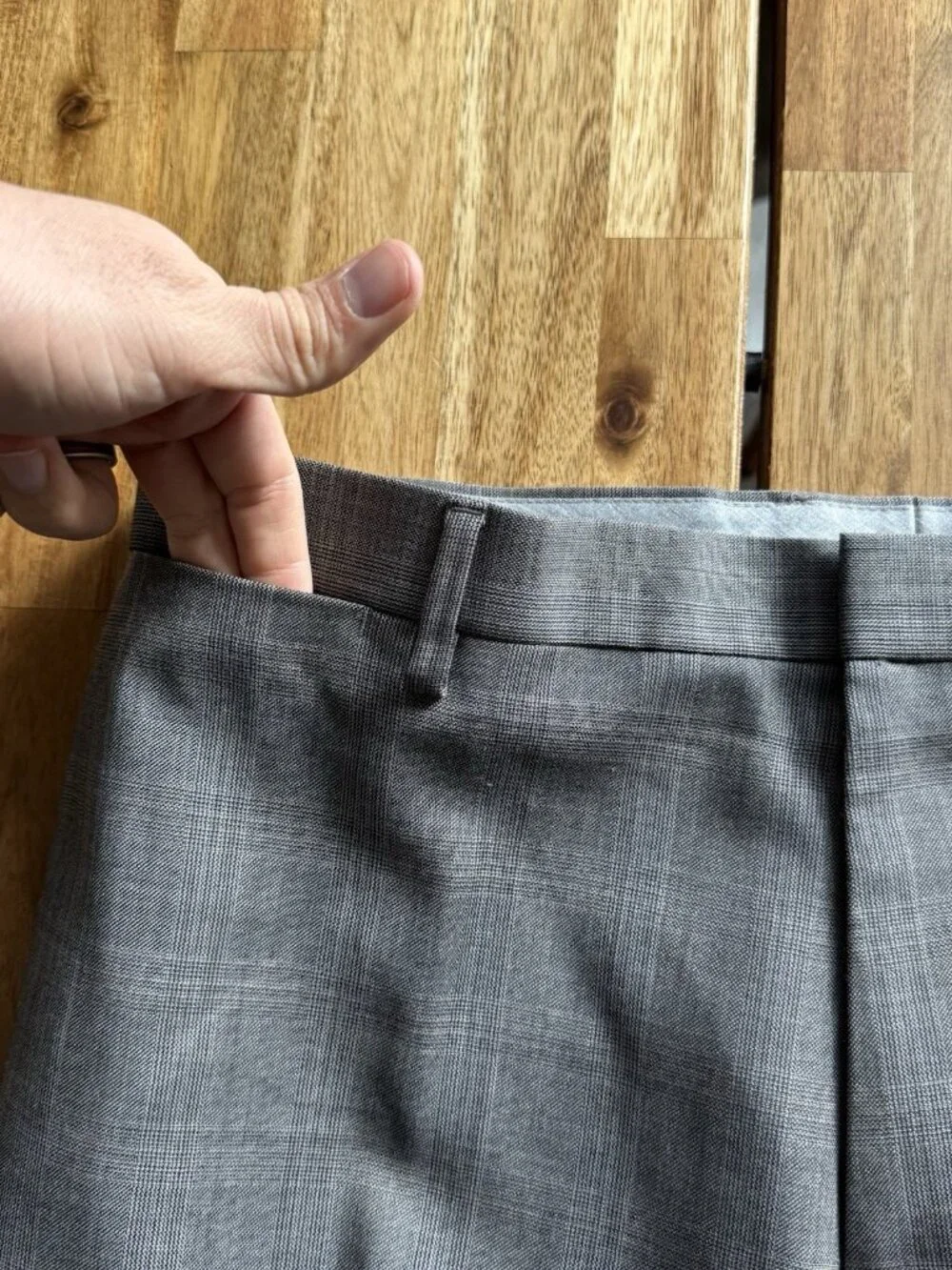 Banana Republic‎ Dress Pants Mens 33X30 Plaid Gray Wool Classic Fit Office Event